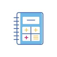 Calculator icon in blue notebook for accounting applications vector