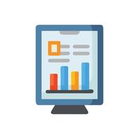 Digital display showing a bar graph and document icon vector