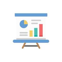 Presentation board with pie chart and bar graph display vector