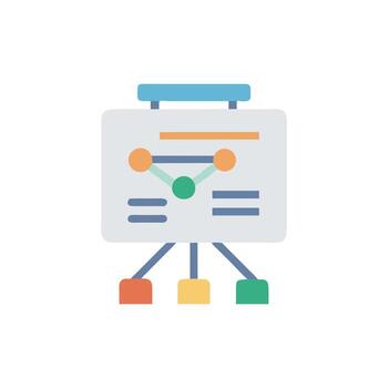 Presentation chart with nodes and connecting lines icon design vector