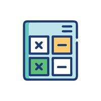Stylized digital calculator icon representing subtraction and multiplication functions vector
