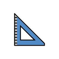Blue plastic set square for technical drawing, flat design vector