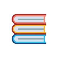 Three colorful books stacked on a White Background illustration vector