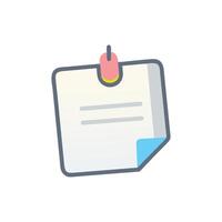 Cartoon sticky note with pushpin on White Background vector