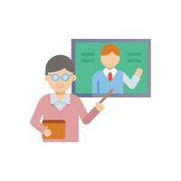 Teacher explaining with pointer and illustration on the board vector
