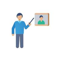 Stylized professor delivering a presentation to an abstract audience vector