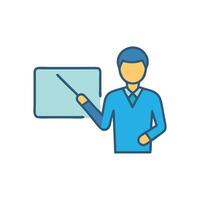 Man presenting information on a board in a classroom vector