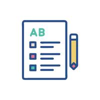 Exam paper checklist with pencil in minimal design style vector
