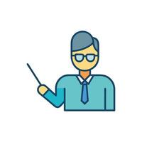 Cartoon teacher figure with pointer on a White Background vector