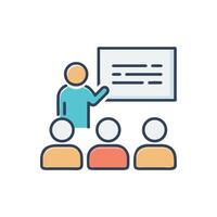 Presentation icon showcasing a teacher and attentive students vector