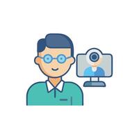 Professional man on call in flat design style vector