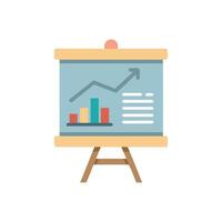Presentation board with graph and charts flat style icon vector