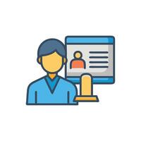Professional profile presentation on screen for potential candidate review vector