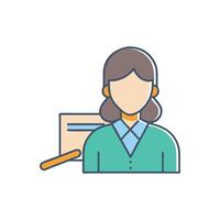Teacher with pointer and board teaching student lesson vector