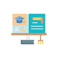 Online education computer screen icon representing virtual learning platform vector