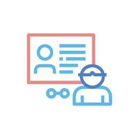 Employee id badge with identification data and network icon vector