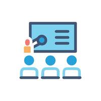 Training session with instructor and audience flat illustration vector