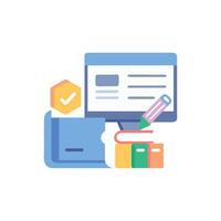 Illustration depicting education knowledge website folder and pencil icon vector