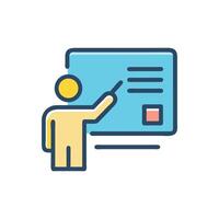 Presentation or training visual concept with instructor and whiteboard vector