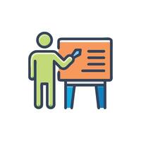 Cartoon illustration showing a presentation by an instructor vector