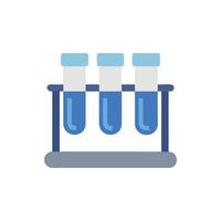 Test tubes in a rack with blue liquid samples vector