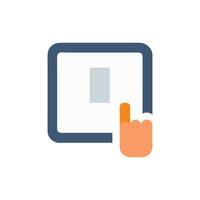 Hand touching switch on screen interface in flat design vector