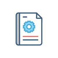 Technical manual document icon with gear shape graphic vector