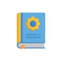 Technical manual book illustration with gear flat style design vector
