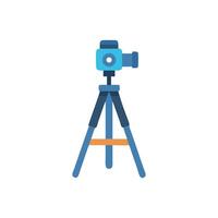 Stylized illustration of camera on tripod against dark background vector