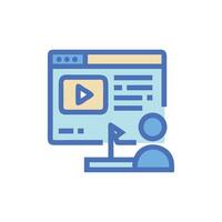 Digital user viewing a media presentation on personal computer vector