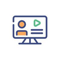 Digital monitor illustrating conferencing, presentation, and online communication vector