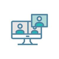 Digital conference call icon displayed on computer monitor screen vector