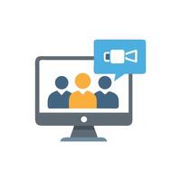 Team call on computer with leader present vector