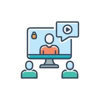 Virtual meeting with security lock for remote team discussion vector