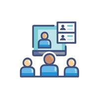 Virtual meeting with remote attendees illustration for online event vector