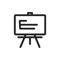 Dark presentation board drawing on tripod in flat design vector