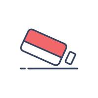 Stylized graphic of spilled container with separated piece vector