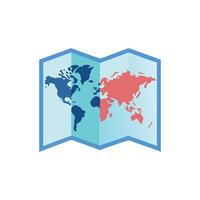 Folded world map illustration with continents in different colors vector