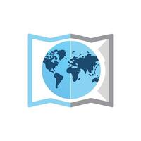 Minimalist earth globe inside abstract map, flat design illustration vector