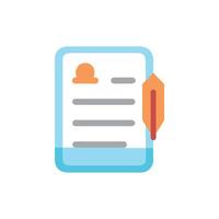 Flat icon of a document with feather pen concept vector