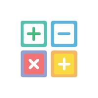 Calculator buttons showing plus minus multiply and plus operations vector