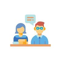 Teamwork and communication concept depicted in a flat graphic vector
