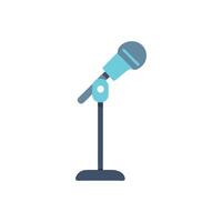 Simple flat microphone on stand against White Background. vector