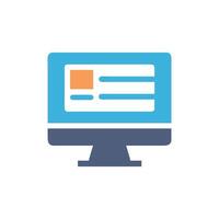 Stylized computer monitor icon displaying website content information data vector