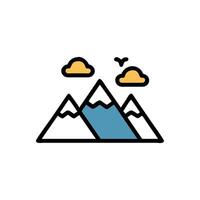 Minimalist mountain range landscape with clouds against dark background vector