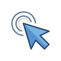 Blue mouse cursor clicking circle on White Background graphic vector