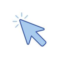 Cursor pointing with sparkle symbol in light blue color vector