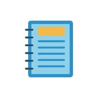 Flat design blue notebook with ring binding graphic illustration vector
