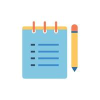 Flat design notepad and pencil icon on White Background vector