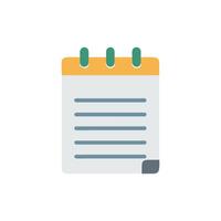 Flat style notepad icon with lines and binder rings vector